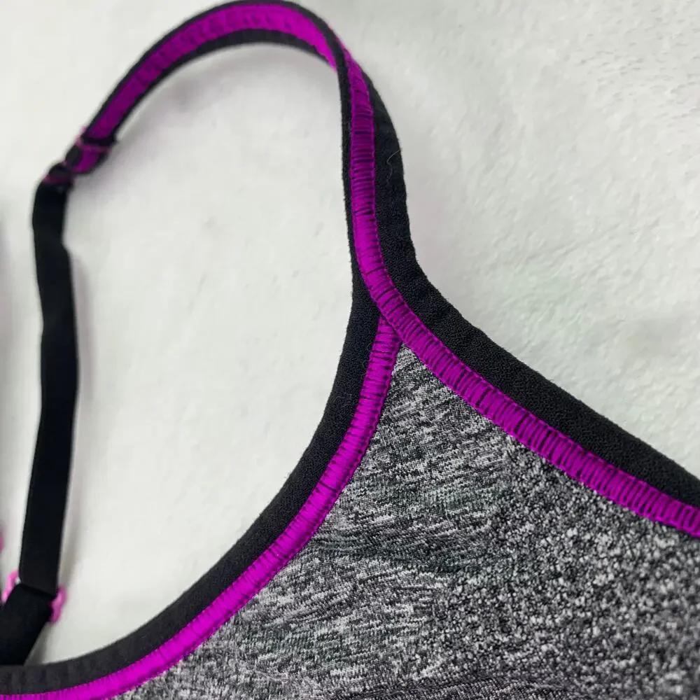 Champion Womens XS Purple Gray Black Racerback Sports Running Bra Bralette